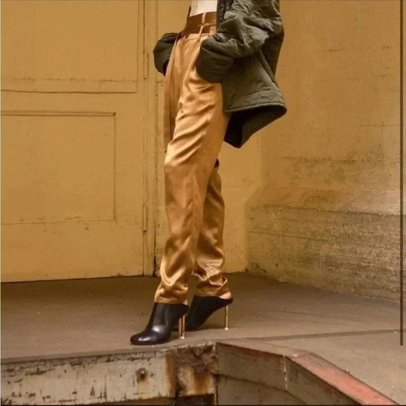 ROBERT Rodriguez gold belted tapered pants - Picture 1 of 3